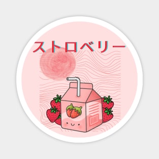 aesthetic kawaii japanese strawberry milkshake Magnet